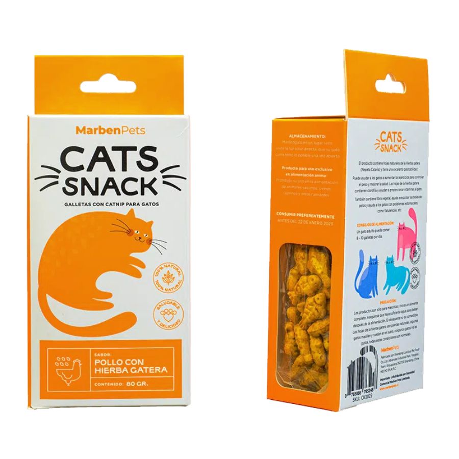 Cats snack galletas con hierba gatera sabor pollo con hierba gatera 80 GR